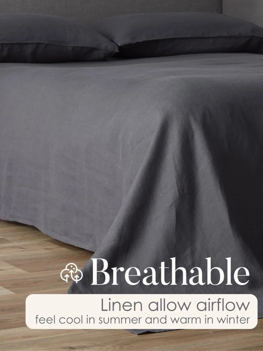 KING DUVET COVER 100% FRENCH LINEN + 2 PILLOW SHAMS Color: NATURAL LINEN